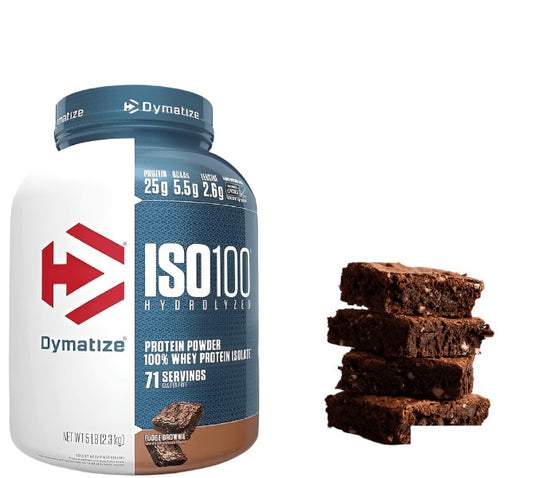 Dymatize ISO 100 Hydrolyzed whey protein isolate  5 LB, Fudge Brownie