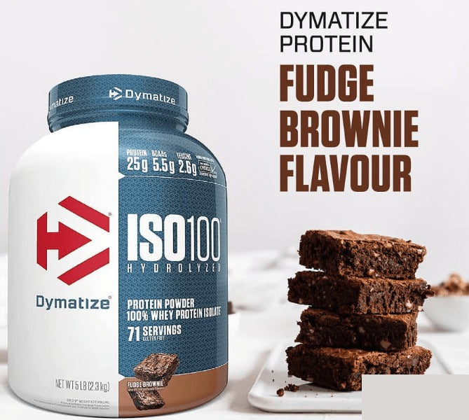 Dymatize ISO 100 Hydrolyzed whey protein isolate  5 LB, Fudge Brownie